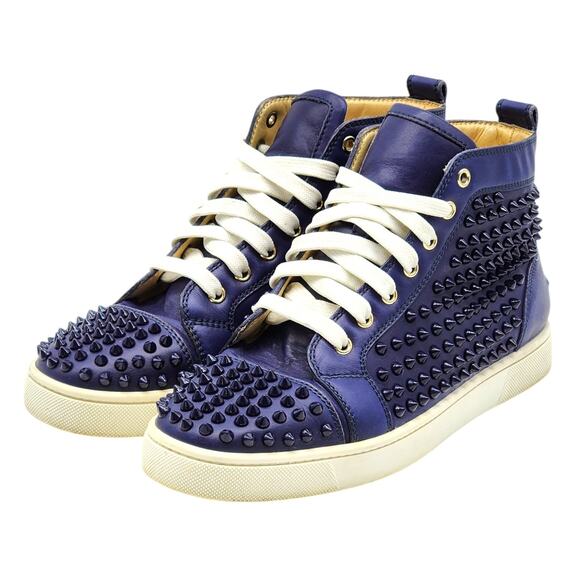 Christian Louboutin Louis Spikes 1130493 Sneakers Navy Blue EU 41 US 8 Preowned - Picture 2 of 9